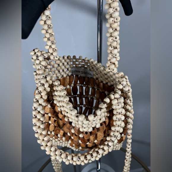 Wooden beaded purse. Long strap for a crossbody or shoulder purse - Picture 3 of 6